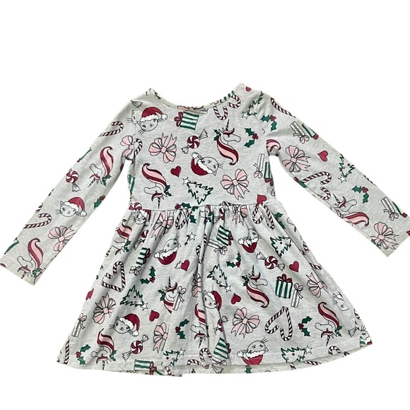 The Childrens Place‎ Girls Dress 3T Long Sleeve Unicorn Christmas Holiday - Picture 2 of 3